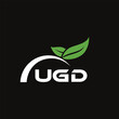 © Abdullah - UGD letter nature logo design on black background. UGD creative initials letter leaf logo concept. UGD letter design.