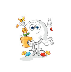 Canvas Print - ghost with a flower pot. character vector