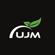 © Abdullah - UJM letter nature logo design on black background. UJM creative initials letter leaf logo concept. UJM letter design.