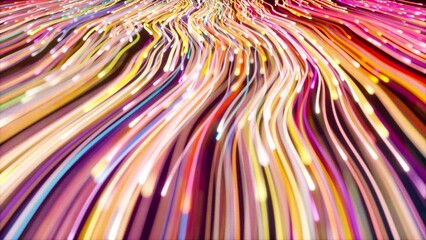 Wall Mural - Abstract Color Wave Light Stripes, Elegant color light particle flow, beautiful wave line background video, abstract art line flow.