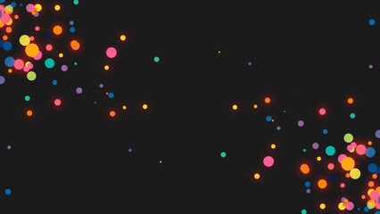 Poster - Rainbow neon abstract background frame. The texture of chaotic dots, particles, circles, stars, cosmic bodies. Random pattern. Poster for technology, medicine, presentations, business.