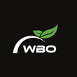 © Abdullah - WBO letter nature logo design on black background. WBO creative initials letter leaf logo concept. WBO letter design.