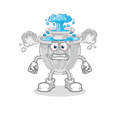 Canvas Print - water fountain very angry mascot. cartoon vector