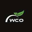 © Abdullah - WCO letter nature logo design on black background. WCO creative initials letter leaf logo concept. WCO letter design.