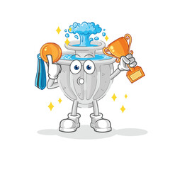 Sticker - water fountain winner with trophie. cartoon character