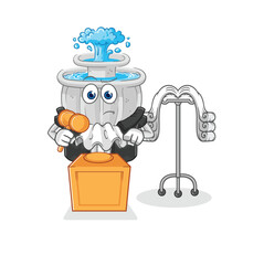 Sticker - water fountain judge holds gavel. character vector