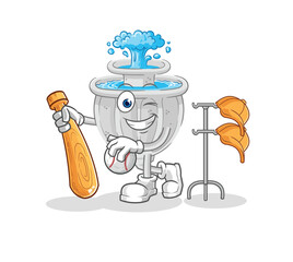 Poster - water fountain playing baseball mascot. cartoon vector