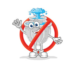 Sticker - say no to water fountain mascot. cartoon vector