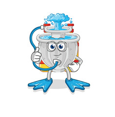 Sticker - water fountain diver cartoon. cartoon mascot vector