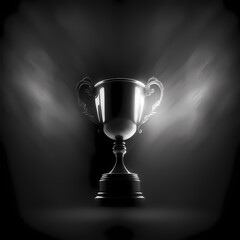 champion trophy on a black backgound. generative ai