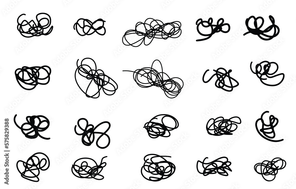 Tangled Thread Silhouette Vector Set Stock Vector | Adobe Stock