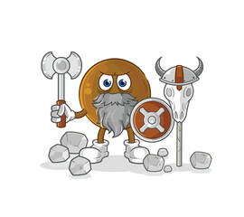 Wall Mural - avocado stone viking with an ax illustration. character vector