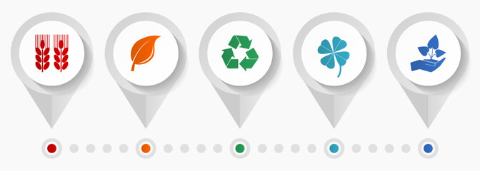 Leinwandbilder - Agriculture vector icons, food production flat design web pointers collection, business concept infographic template