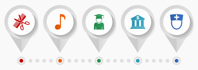 Aufkleber - Education vector icons, learning flat design web pointers collection, business concept infographic template
