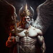 Biblical seraphim archangel angel warrior with sword, Generative AI