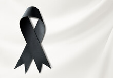 Funeral Ribbon On Silk Background