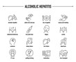 © missbobbit - Alcoholic Hepatitis symptoms, diagnostic and treatment vector icon set. Line editable medical icons.