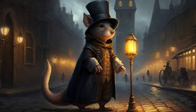 A Magical Mouse Wearing A Cloak And A Top Hat, Standing On Its Hind Legs With A Mischievous Look On Its Face 2
