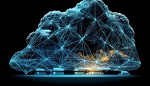 Big Data Center And Future Infrastructure Of Internet Cloud Base Technologies. Polygonal Effect