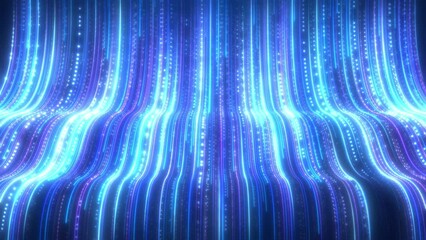 Wall Mural - Blue Line Particle Flow, Blue aesthetic particle lines flow, particle stripes waterfall, particle streamer falling, elegant particles light flow background video.