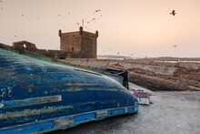 View Of The Old City (La Medina) Of Essouira From The Harbour.