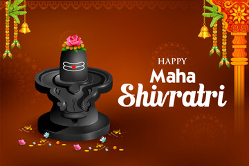 Poster - Lord Shiva Linga, Indian God of Hindu for Maha Shivratri festival of India