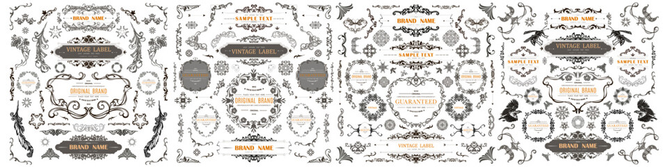 Wall Mural - set of vintage decorations flourishes elements.