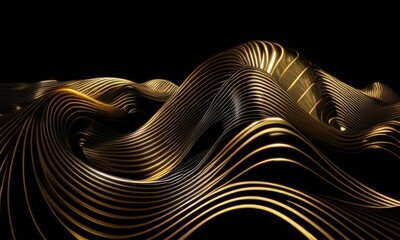 Wall Mural - abstract background with golden wavy lines created with generative ai
