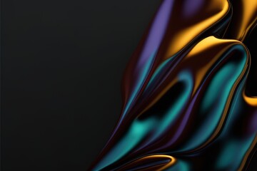 Wall Mural - 3d render blue orange metallic wavy background created with generative ai