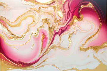 Wall Mural - abstract background with gold and pink waves created with generative ai
