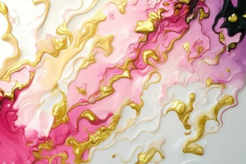 Wall Mural - abstract background with gold and pink waves created with generative ai