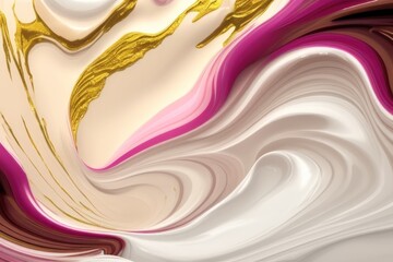 Wall Mural - abstract background with gold and pink waves created with generative ai