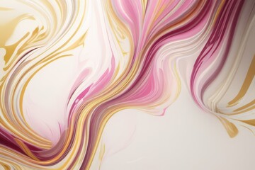 Wall Mural - abstract background with gold and pink waves created with generative ai