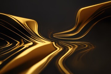 Wall Mural - gold abstract paint on black background created with generative ai