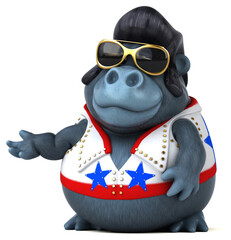 Wall Mural - Fun 3D cartoon illustration of a rocker gorilla