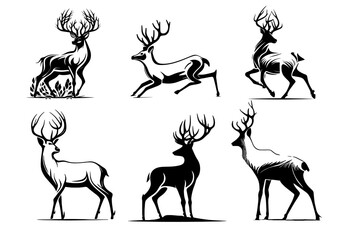 vector 6 deer silhouettes