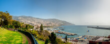 Panorama View Of Funchal City Center From Santa Catarina Park - Parque De Santa Catarina On Sunny Winter Day In February