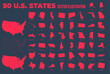 50 U.S. States Detailed USA map Vector illustration