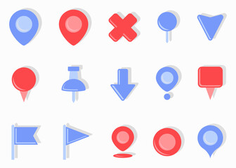 Leinwandbilder - Set of map pointers design elements in a flat design