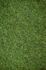 Top view of artificial green grass texture. Fake Grass used on sports fields for soccer, baseball, golf, football, playground, and garden. Synthetic grass for nature, sport, or abstract background