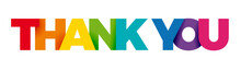 The Word Thank You. Vector Banner And Logo With Colorful Text