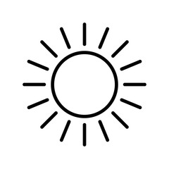 Wall Mural - sun black icon. simple vector stylized glyph isolated on white background.