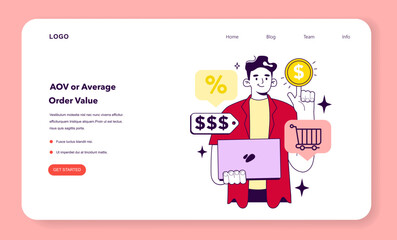 Poster - AOV or average order value KPI type. Indicator to measure employee