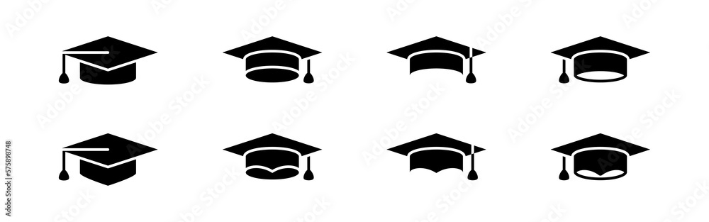 Vector Graduation cap icon set illustration Stock Vector | Adobe Stock