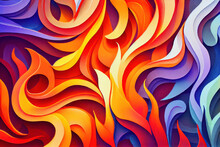 Red And Blue Fire Background, Burning Hot And Cold Flames Watercolor Illustration Banner, Created With Generative AI Technology