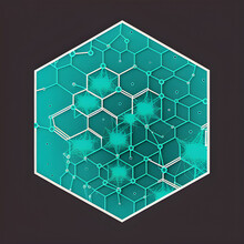 Abstract Blue Teal Green Background With Hexagons