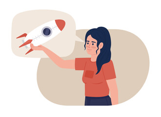 Poster - idea generation in entrepreneurship flat concept vector spot illustration. editable 2d cartoon chara