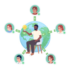 Poster - crowdfunding platform for startups flat concept vector spot illustration. editable 2d cartoon charac