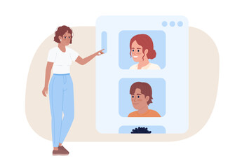 Poster - finding ideal client profile flat concept vector spot illustration. editable 2d cartoon character on