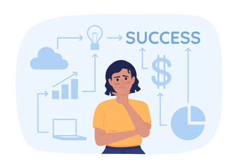 Poster - writing successful business plan flat concept vector spot illustration. editable 2d cartoon characte